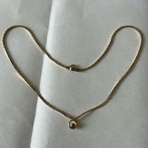 Vintage 90s Essences Dainty Gold Tone Necklace with Gem Stone